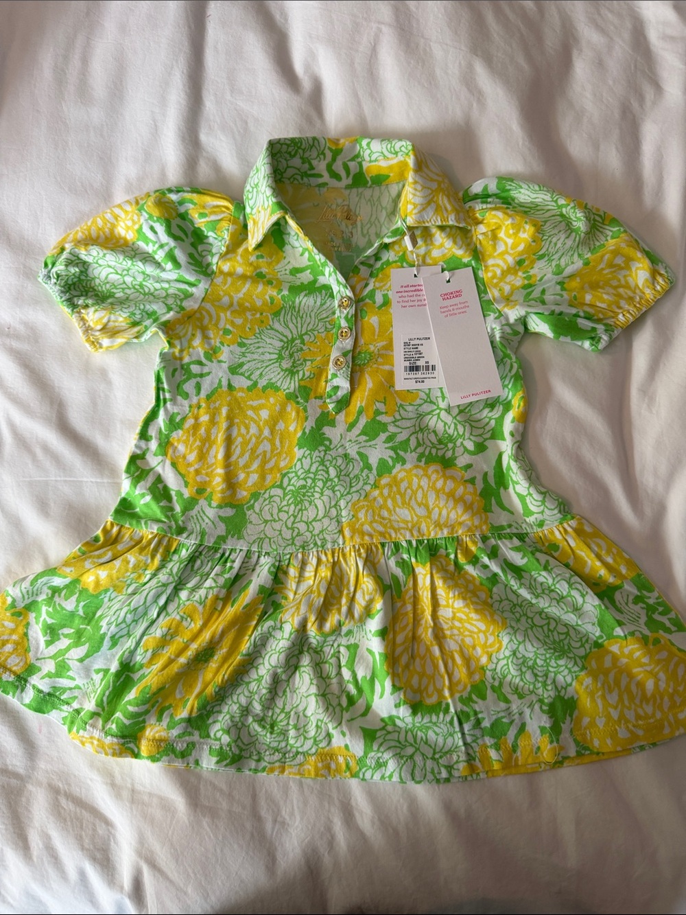 Lily Pulitzer Girls' Green & Yellow Floral Polo Dress